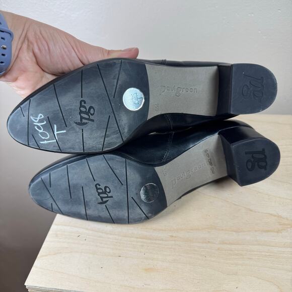 Paul Green Womens Ankle Heeled Boots Almond Toe Black Leather 90s size 5.5 - Picture 5 of 7